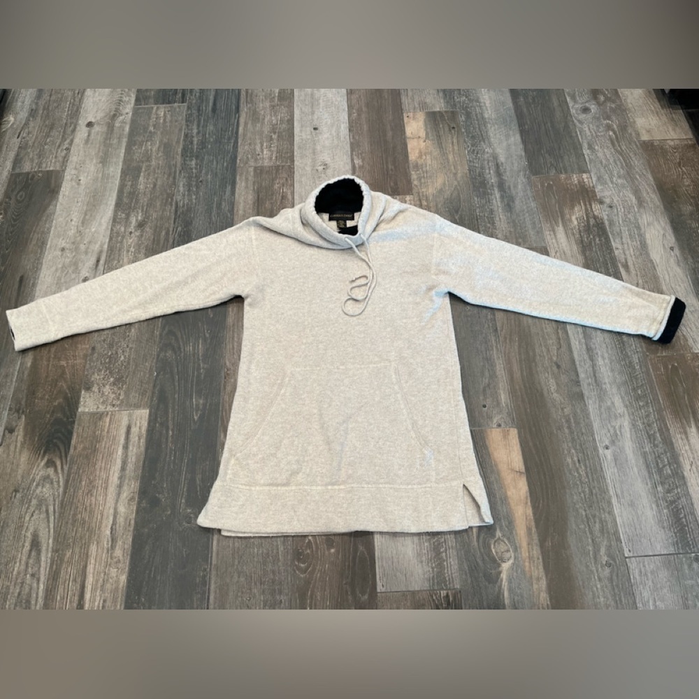 Classiques Entier Women's Cashmere Angora Tunic Cowl Sweater Kangaroo Pocket S